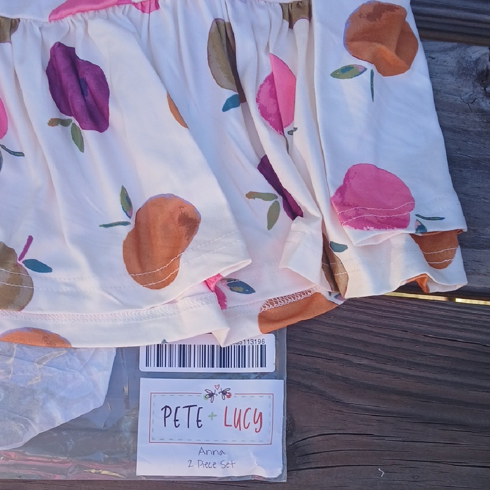 Kids Matching Set with Ruffle Detail - White and Purple - Picture 4 of 4